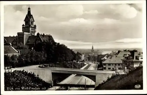 Ak Waldstadt Potsdam in Brandenburg, Blick von Wald-Potsdam, Neue Brücke, Reichsarchiv