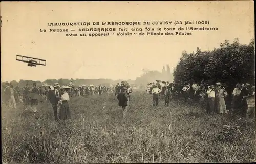 Ak Juvisy Essonne, Inauguration de l'Aerodrome 1909, la Pelouse, Delagrange