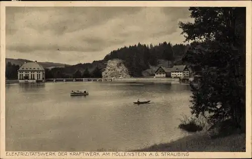 Ak Prackenbach Niederbayern, Elekrizitätswerk der Kraftwerk am Höllenstein AG Straubing, Uferpartie