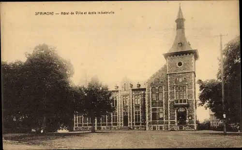 Ak Sprimont Wallonie Lüttich, Rathaus, Industrieschule
