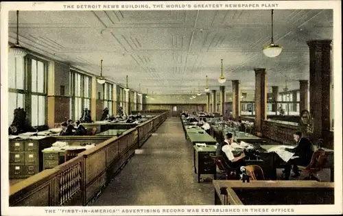 Ak Detroit Michigan USA, das Detroit News Building