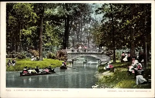 Ak Detroit Michigan USA, Kanal im Belle Isle Park