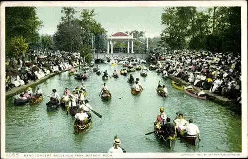 Ak Detroit Michigan USA, Bandkonzert, Belle Isle Park