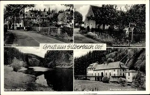 Ak Silberbach Selb im Fichtelgebirge Oberfranken, Sanatorium, Gastwirtschaft Waldesruh, Kraftwerk