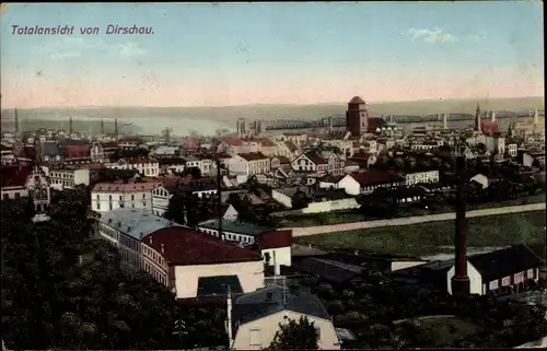 Ak Tczew Dirschau Pommern, Totalansicht vom Ort