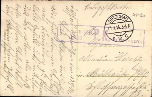 Ak Tczew Dirschau Pommern, Totalansicht vom Ort