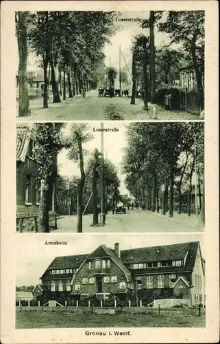 Ak Gronau in Westfalen, Außenansicht Annaheim, Blick in die Lossestraße