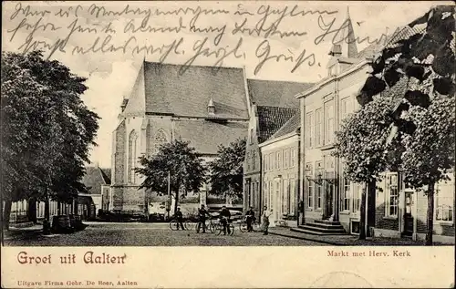 Ak Aalten Gelderland Niederlande, Markt, Herv. Kirche