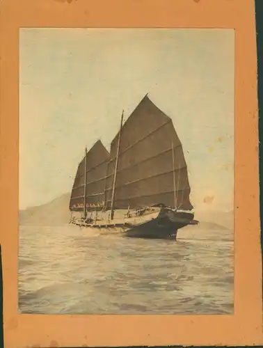 Foto Hongkong China, Segelschiff, chinesische Dschunke, 1936