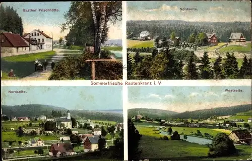 Ak Rautenkranz im Vogtland, Gasthof Frischhütte, Panorama