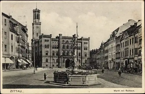 Ak Zittau in Sachsen, Markt, Rathaus