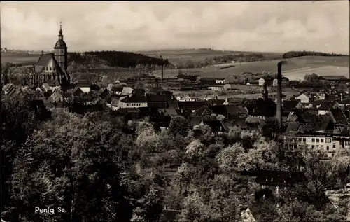 Ak Penig in Sachsen, Totalansicht, Kirche, Fabrik