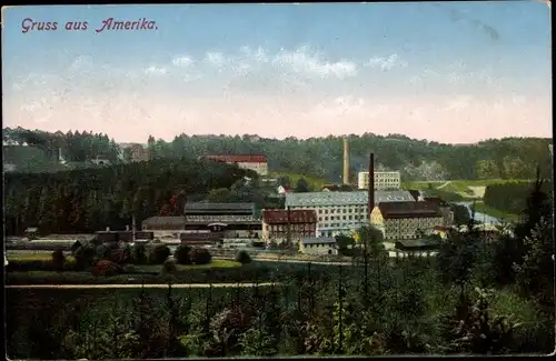 Ak Amerika Penig in Sachsen, Gesamtansicht, Fabrikanlagen