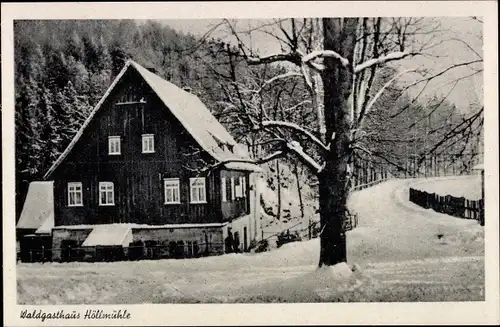 Ak Chursdorf Penig in Sachsen, Waldgasthaus Höllmühle im Winter, Schnee