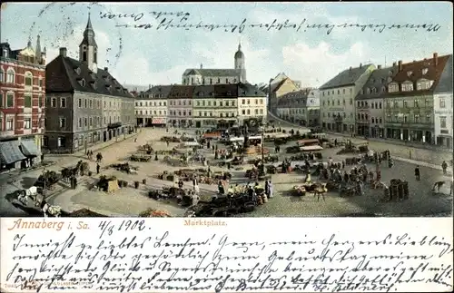 Ak Annaberg Buchholz Erzgebirge, Marktplatz