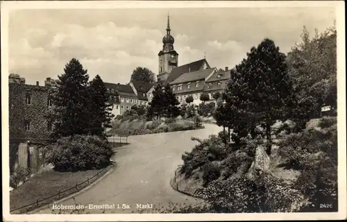 Ak Hohenstein Ernstthal in Sachsen, Markt, Parkanlage, Kirche
