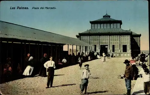 Ak Las Palmas de Gran Canaria Kanarische Inseln, Marktplatz