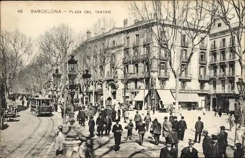 Ak Barcelona Katalonien Spanien, Plaza del Teatro