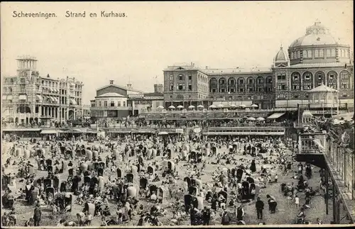 Ak Scheveningen Den Haag Südholland, Strand en Kurhaus