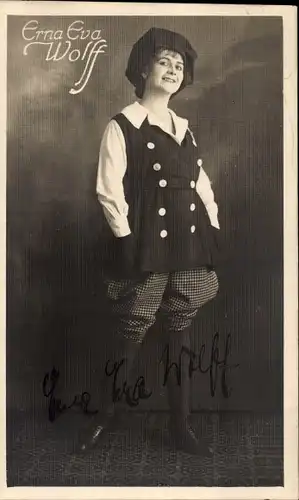 Ak Schauspielerin Erna Eva Wolff, Portrait, Autogramm