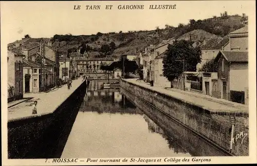 Ak Moissac Tarn et Garonne, Drehbrücke des Saint-Jacques College des Garcons