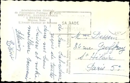 Ak Hyeres Var, San-Salvador-Krankenhaus, Altes Schloss, Rotunde