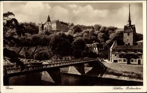 Ak Untermhaus Gera in Thüringen, Schloss Osterstein, Brücke, Kirche