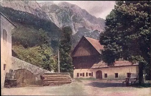 Ak Nötsch am Dobratsch Kärnten, Dorfmotiv