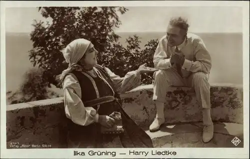 Ak Schauspieler Harry Liedtke, Schauspielerin Ilka Grüning, Filmszene