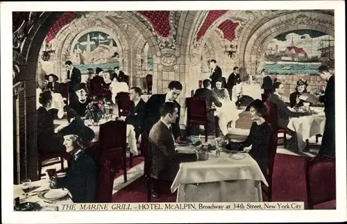 Ak New York City USA, The Marine Grill, Hotel McAlpin, Broadway at 34th Street