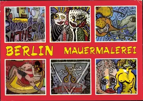 Ak Berlin Mitte, Mauermalerei, Berliner Mauer