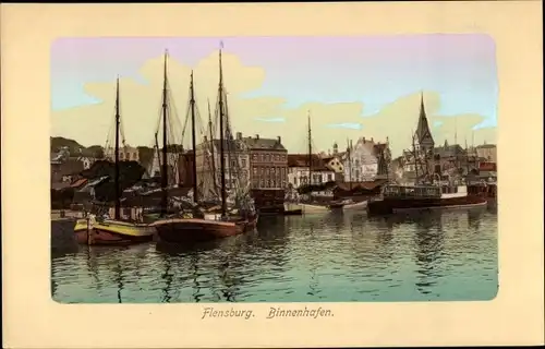 Passepartout Ak Flensburg, Binnenhafen, Boote