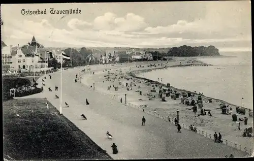 Ak Travemünde Lübeck, Strandpromenade, Panorama