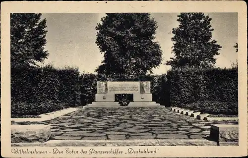 Ak Wilhelmshaven an der Nordsee, Denkmal Den Toten des Panzerschiffes Deutschland