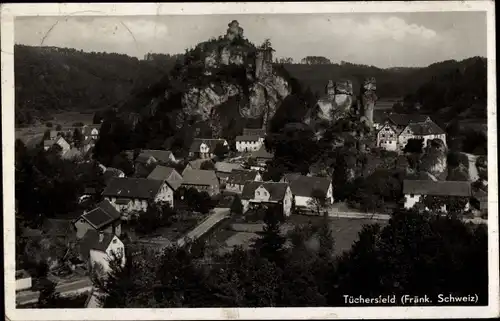 Ak Tüchersfeld Pottenstein Oberfranken, Teilansicht, Felsen