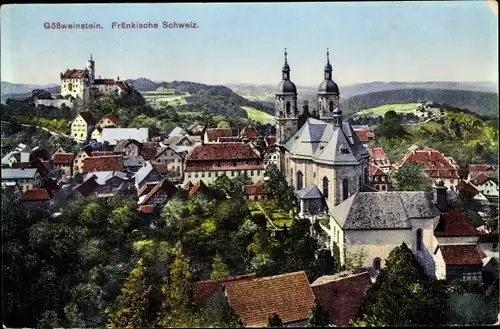 Ak Gößweinstein in Oberfranken, Blick über die Stadt, Kirche
