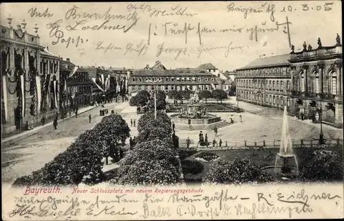 Ak Bayreuth in Oberfranken, Neuer Schlossplatz, Neues Regierungsgebäude