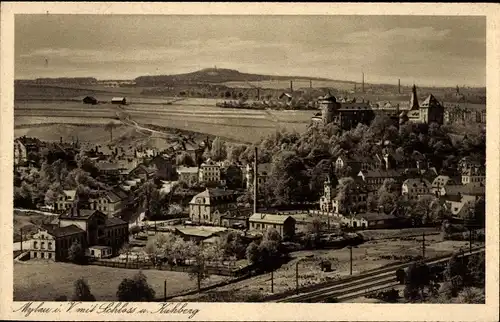 Ak Mylau Reichenbach im Vogtland, Panorama, Kaiserschloss, Kuhberg