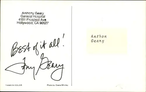 Ak Schauspieler Anthony Geary, Portrait, Autogramm