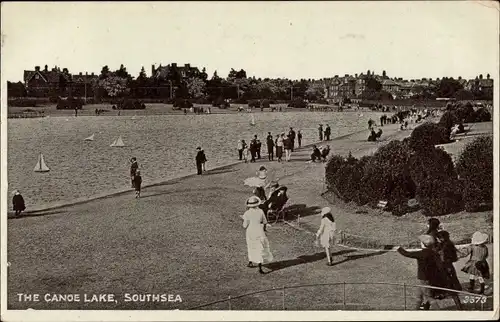 Ak Southsea Portsmouth Südostengland, The Canoe Lake