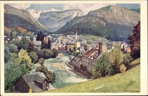 Künstler Ak Bad Ischl in Oberösterreich, Ortsansicht gegen Ost