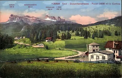 Ak Pocol Cortina d'Ampezzo Belluno Veneto, Dolomitenstraße, Sachsendankhütte, Nuvolau, 5 Torri