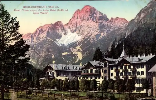 Ak Carbonin Schluderbach Toblach Dobbiaco Südtirol, Hotel Pionier, hohe Gaisi, Rote Wand