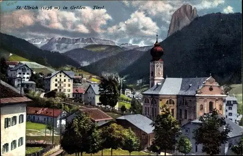 Ak St. Ulrich in Gröden Ortisei Südtirol, Totalansicht