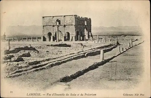 Ak Tazoult Lambèse Algerien, römische Ruinenstadt Lambaesis, Scolae, Prätorium