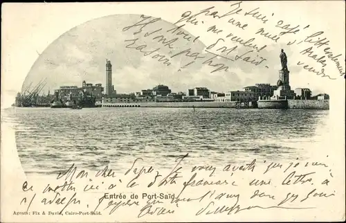 Ak Port Said Ägypten, Hafeneinfahrt
