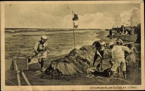 Ak Nordseebad St. Peter Ording, Strand, spielende Kinder