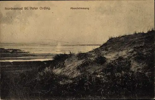 Ak Nordseebad Sankt Peter Ording, Abendstimmung, Düne