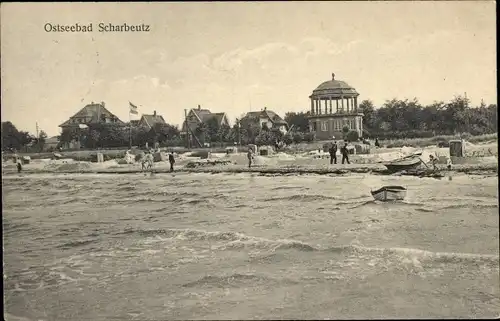 Ak Ostseebad Scharbeutz in Holstein, Strand, Strandkörbe, Boote