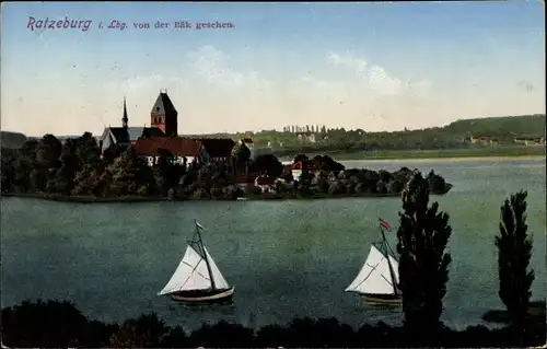 Ak Ratzeburg im Herzogtum Lauenburg, Bäk, Segelboote